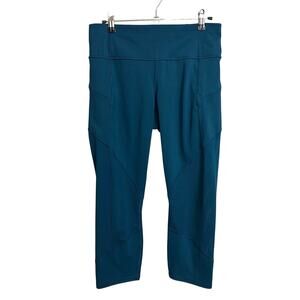 Athleta Leggings Womens Small Mesh Contender Capri High Rise Paradise Blue Teal